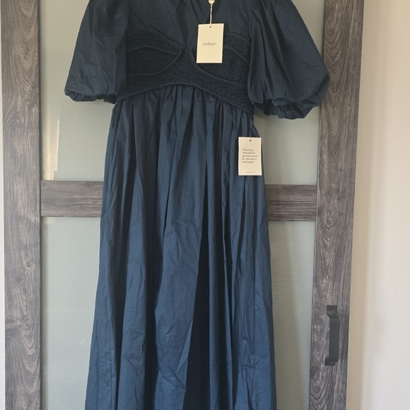 Bohme Navy Blue Puff Sleeve Corset Dress - Picture 3 of 5